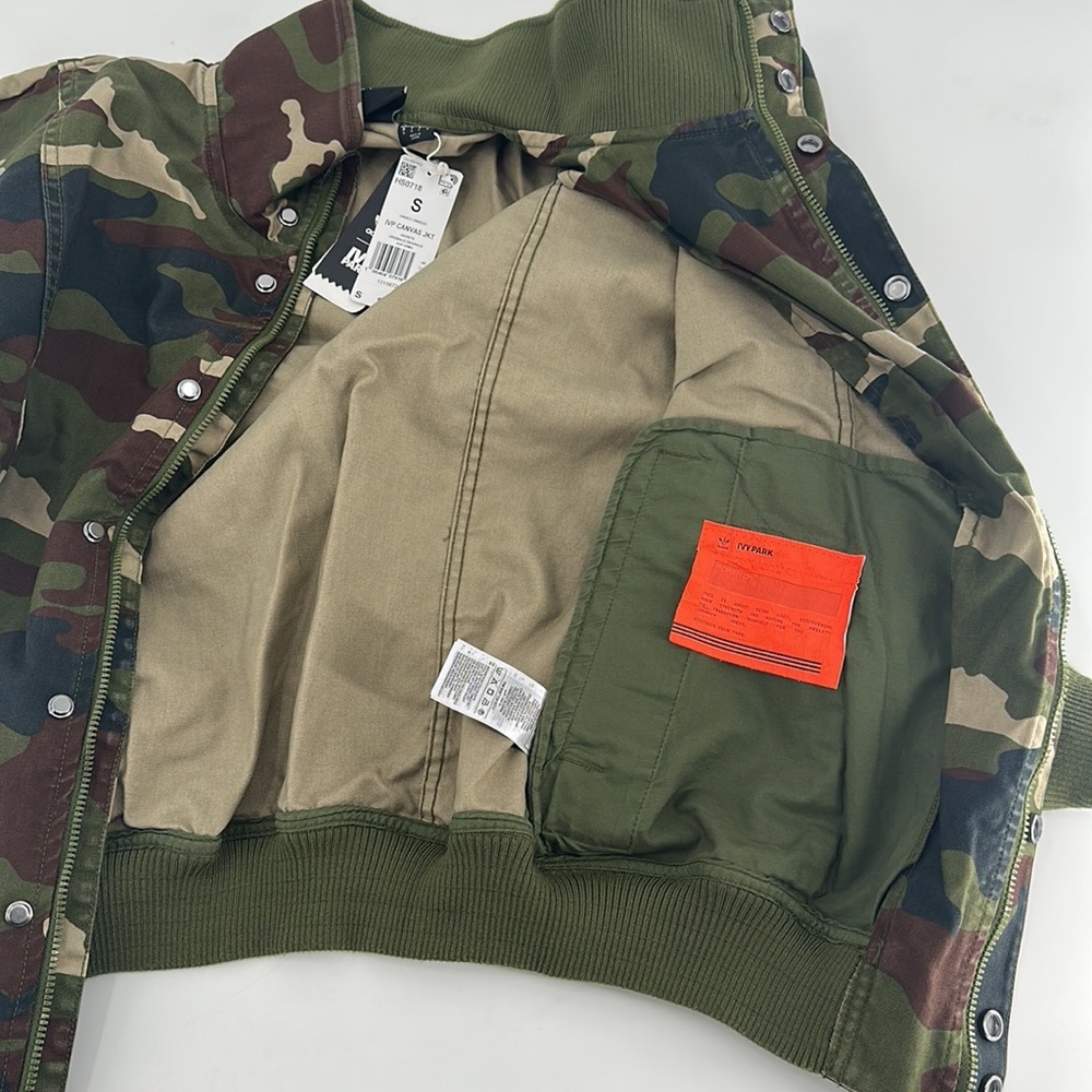 Adidas Ivy Park Unisex Green Long Sleeve High Neck Canvas Jacket S - Picture 12 of 16